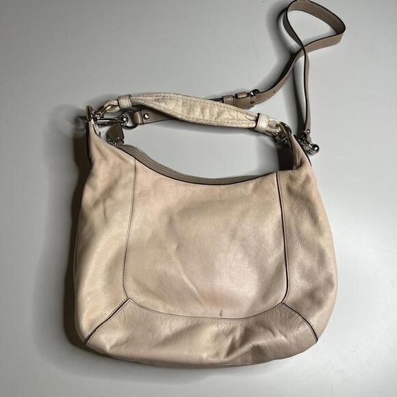 Coach Kristin Hobo Shoulder Bag SV/Ivory Multi Leather Double Strap - Picture 5 of 9